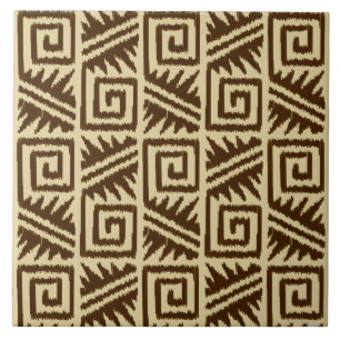 Teste padrão asteca de Ikat - Brown escuro e Tan