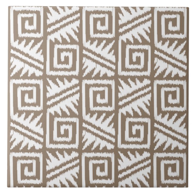 Teste padrão asteca de Ikat - Taupe Tan e creme (Frente)
