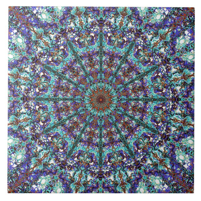 Teste padrão atado mandala de turquesa de Boho (Frente)