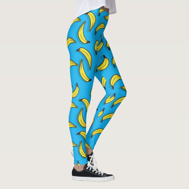 Teste padrão azul Legging das bananas (Direita)