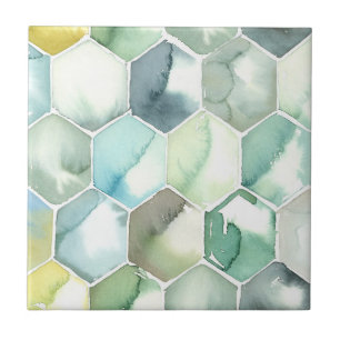 Teste padrão azul & verde de Honycomb do Aquarelle