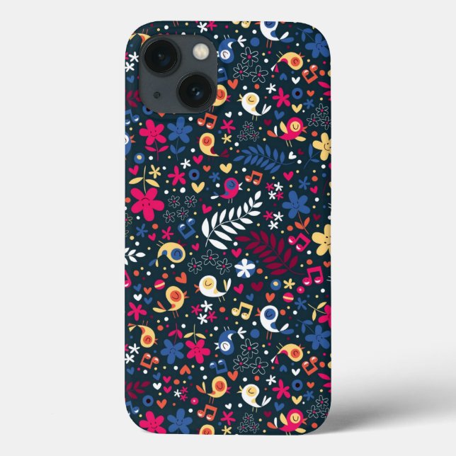 teste padrão bonito dos pássaros e de flores (Verso)