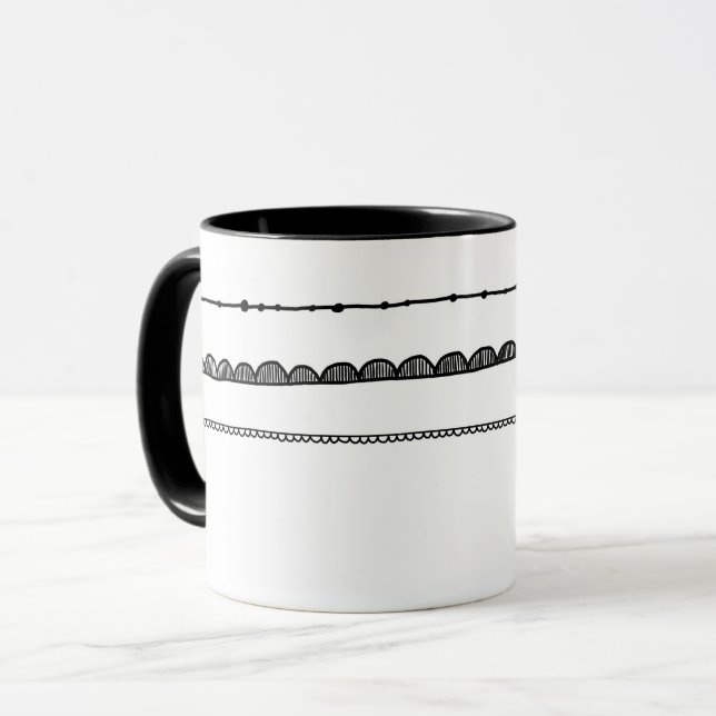 Teste padrão bonito preto e branco da caneca | do (Frente Esquerda)