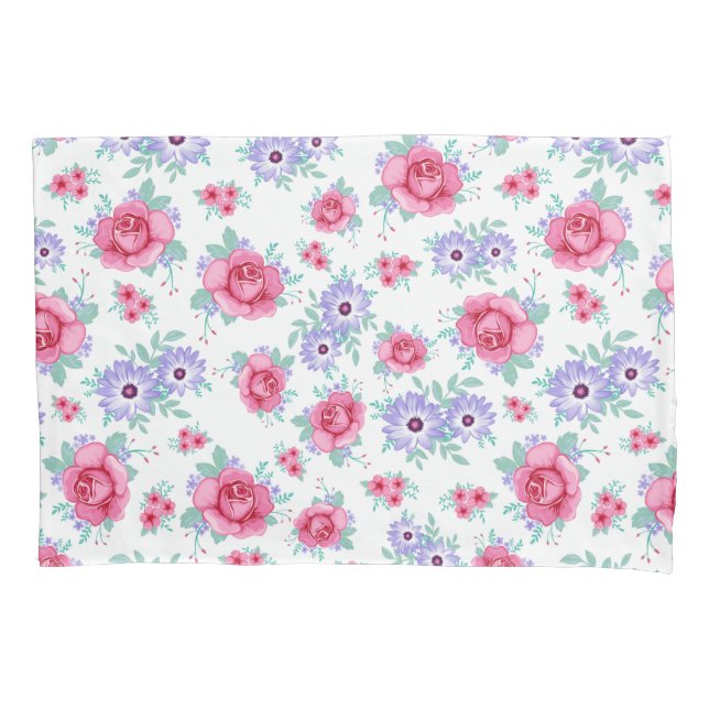 Teste padrão branco roxo cor-de-rosa floral dos (Frente)