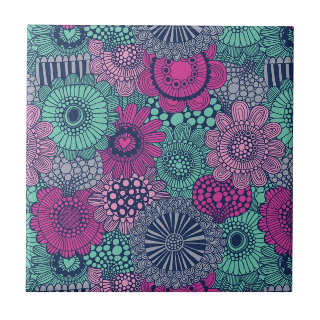 Teste padrão brilhante à moda de flores lindos (Frente)