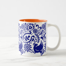 Teste padrão caneca azul & branca de | da arte