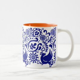 Teste padrão caneca azul & branca de | da arte