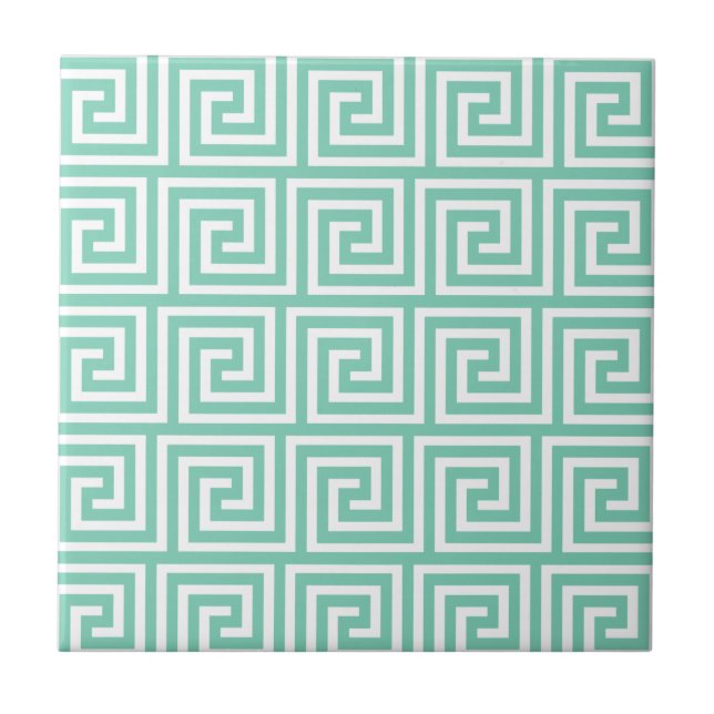 Teste padrão chave grego verde e branco do Lucite (Frente)
