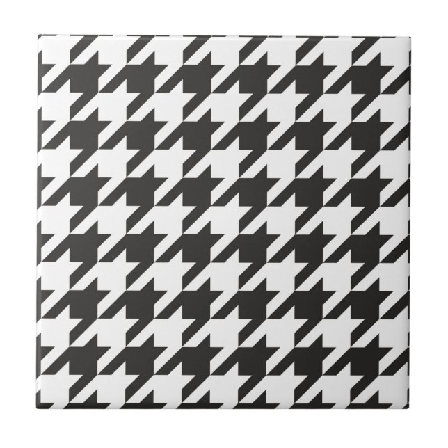 Teste padrão cinzento de Houndstooth, preto e (Frente)
