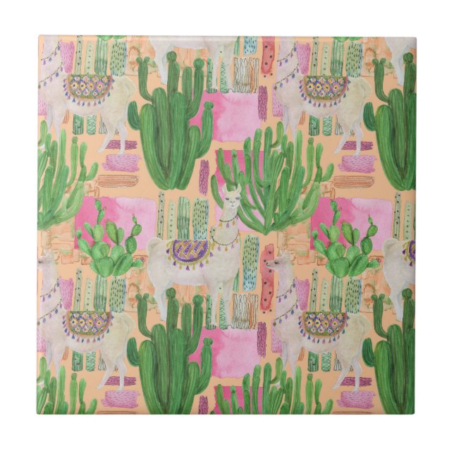 Teste padrão colorido do lama da aguarela (Frente)