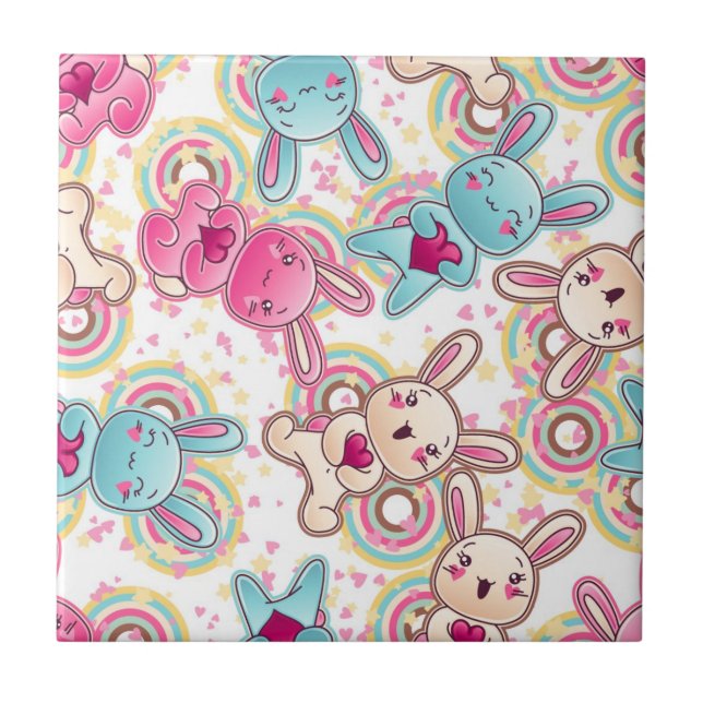 Teste padrão da criança de Kawaii com Doodles (Frente)