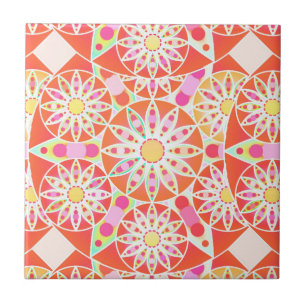 Teste padrão da mandala, vermelho coral, rosa,