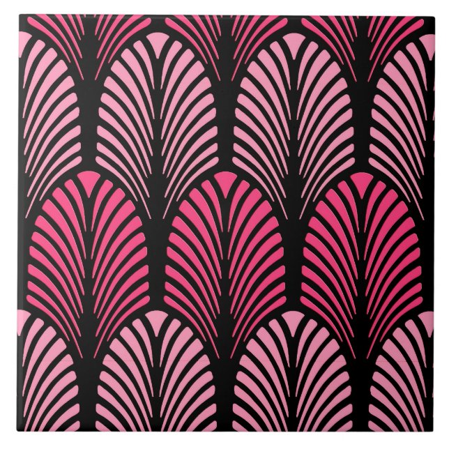 Teste padrão da pena do art deco, cor-de-rosa e (Frente)