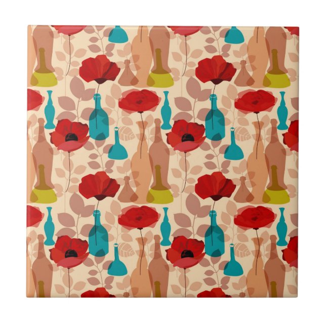 Teste padrão das flores, dos vasos e das garrafas (Frente)