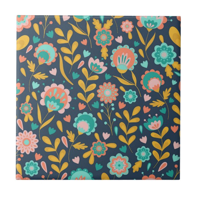 Teste padrão de flor da arte popular (Frente)