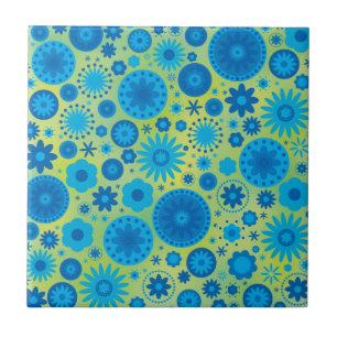 Teste padrão de flor do hippy do azul e da