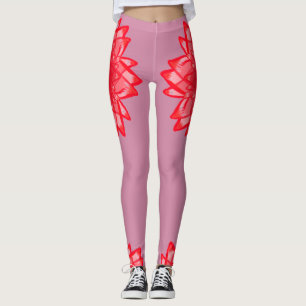 Teste padrão de flor vermelho seu legging