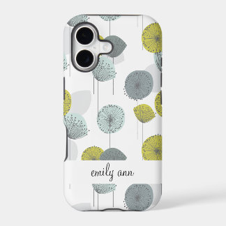 Teste padrão de flores verde retro das papoilas