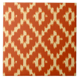 Teste padrão de Ikat - tanjerina e coral