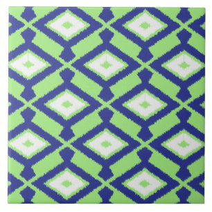 Teste padrão de Ikat - verde, azul de índigo e