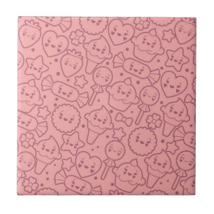 Teste padrão de Kawaii com bolos bonitos