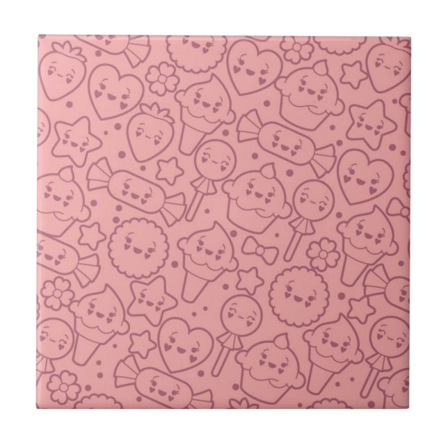 Teste padrão de Kawaii com bolos bonitos (Frente)