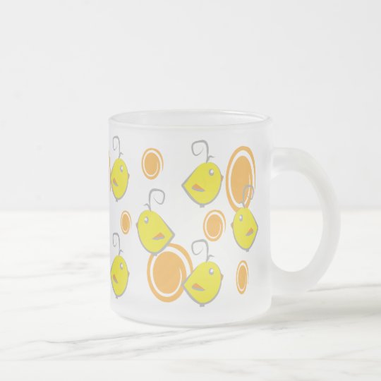 teste padrão do amarelo do pássaro de bebê caneca de café vidro jateado