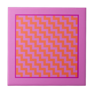 Teste padrão do azulejo, o magenta e o alaranjado