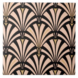 Teste padrão do fã do art deco - pêssego no preto