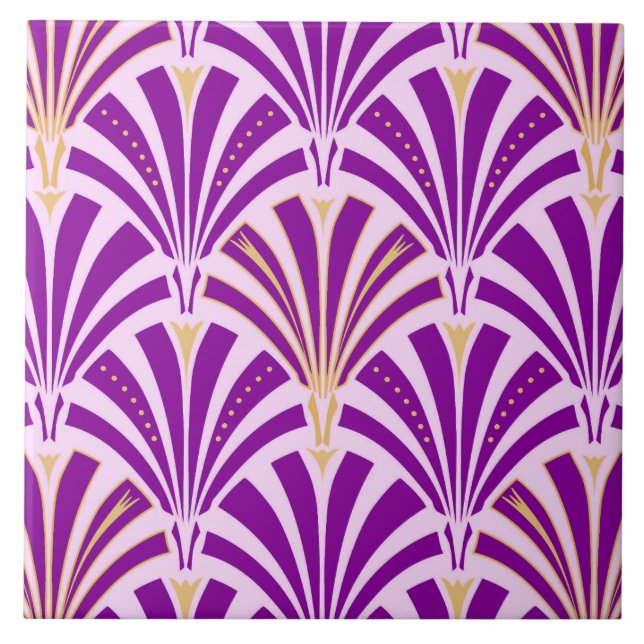 Teste padrão do fã do art deco - roxo e orquídea (Frente)