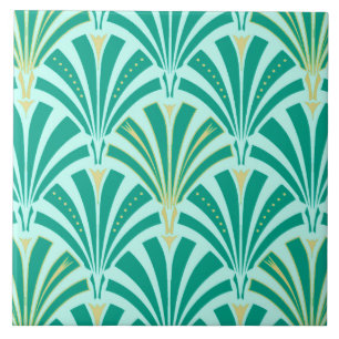 Teste padrão do fã do art deco - turquesa no aqu
