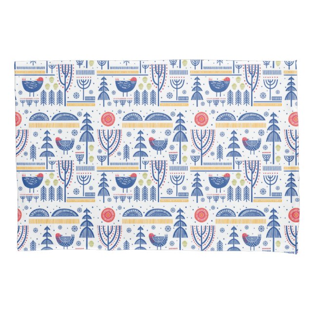 Teste padrão do pássaro do inverno da arte popular (Frente-Esquerda)