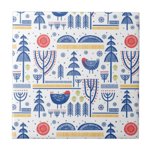 Teste padrão do pássaro do inverno da arte popular