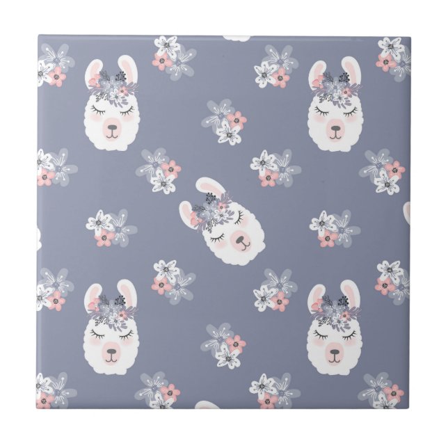 Teste padrão dos lamas & de flores (Frente)