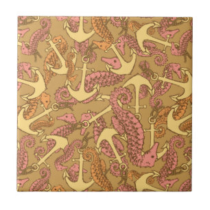 Teste padrão esboçado do cavalo marinho e da