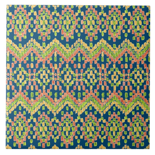 Teste padrão étnico do Moorish de Ikat no azul (Frente)