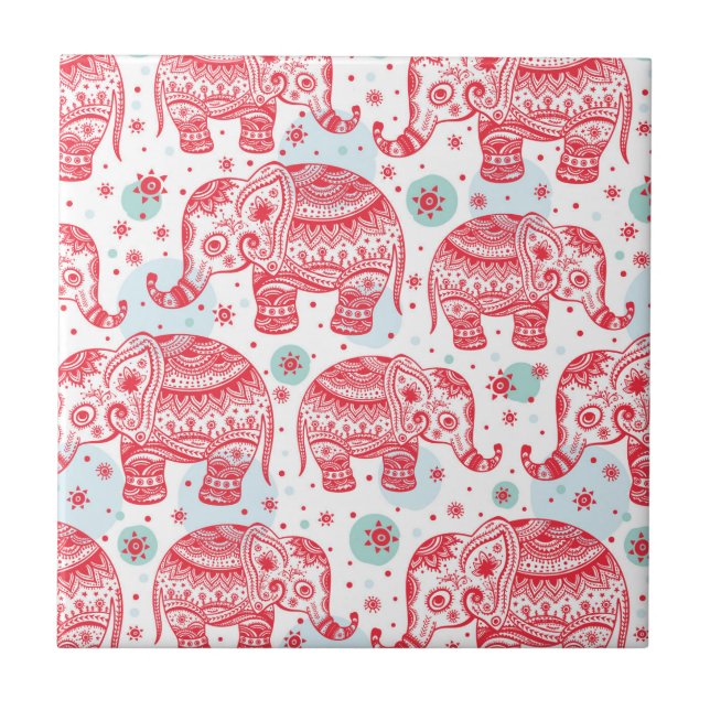 Teste padrão étnico vermelho do elefante (Frente)