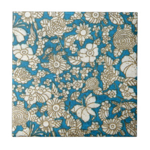 Teste padrão floral azul bonito de matéria têxt