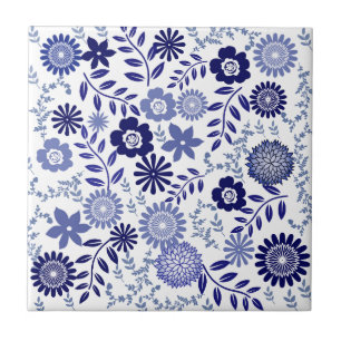 Teste padrão floral azul e branco