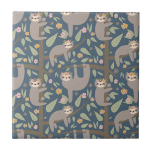 Teste padrão floral bonito da preguiça