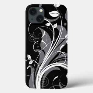 Teste padrão floral cinzento no preto