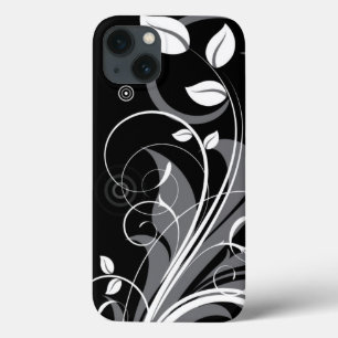 Teste padrão floral cinzento no preto