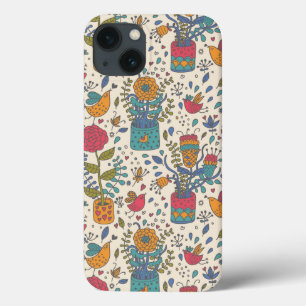 Teste padrão floral dos desenhos animados com