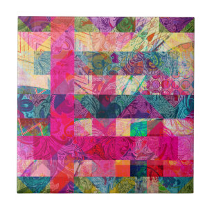 Teste padrão Funky da xadrez cor-de-rosa abstrata