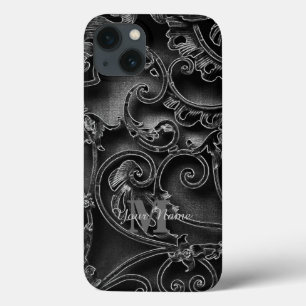 Teste padrão gótico preto monograma personalizad