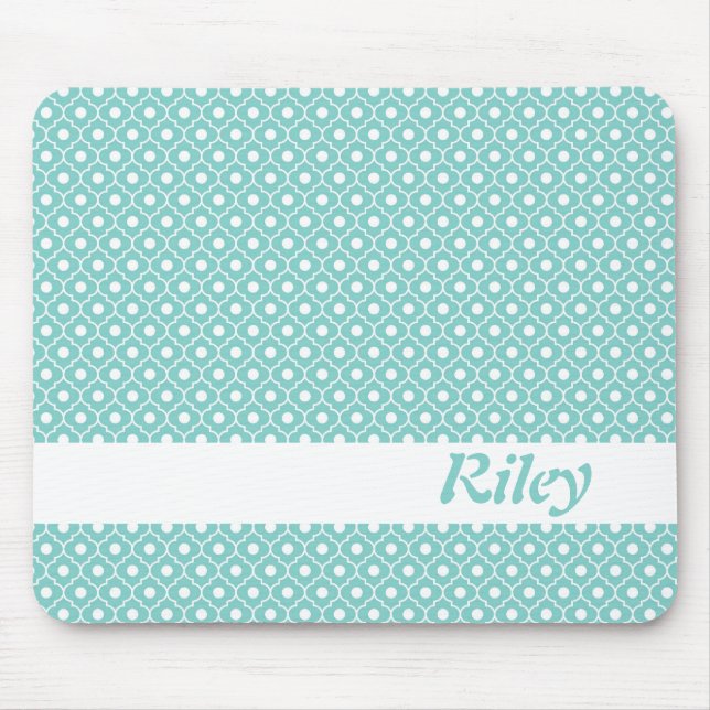 Teste padrão Mousepad de Argyle da flor do Aqua (Frente)