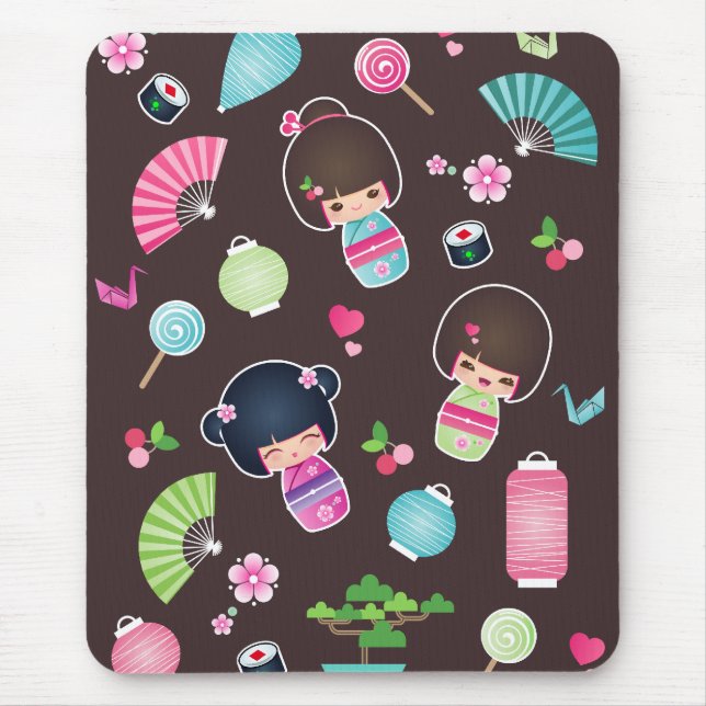 Teste padrão Mousepad de Kokeshi (Frente)