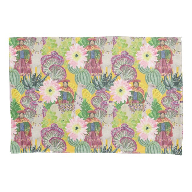 Teste padrão peruano da mulher & do lama da (Frente-Esquerda)