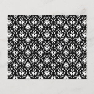 Teste padrão preto e branco à moda do damasco
