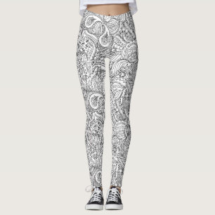 Teste padrão preto e branco Legging do abstrato d